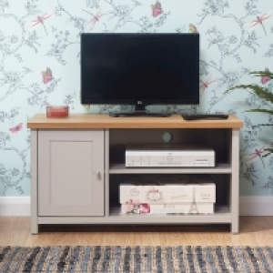 QDStores  Lancaster TV Unit Grey 2 Shelves 1 Door