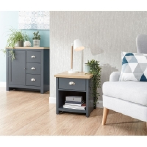 QDStores  Lancaster Side Table Blue 1 Shelf 1 Drawer