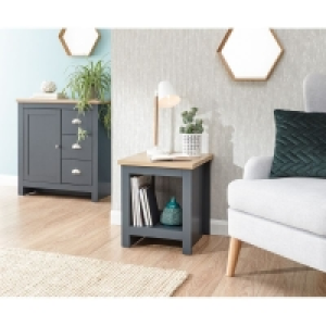 QDStores  Lancaster Side Table Wood Blue 1 Shelf