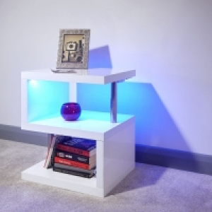 QDStores  Polar Side Table White 2 Shelves