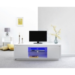 QDStores  Polar TV Unit White 2 Shelves 2 Doors