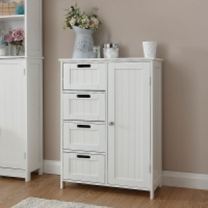 Colonial Bathroom Cabinet White 1 Door 2 Shelves 4 Drawers £82.00