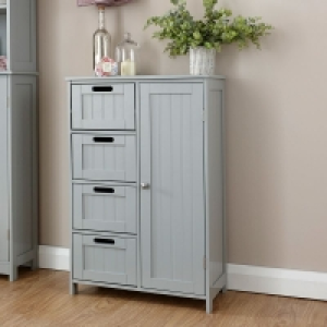 QDStores  Colonial Cabinet Grey 1 Door 4 Drawers