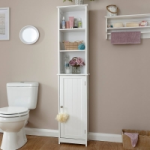 QDStores  Colonial Tall Cabinet White 1 Door 6 Shelves