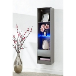 QDStores  Galicia Tall Shelving Unit Grey 1 Door 4 Shelves