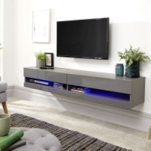 QDStores  Galicia TV Unit Grey 2 Shelves