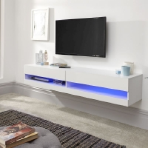 QDStores  Galicia TV Unit White 2 Shelves
