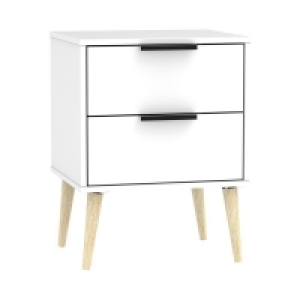 QDStores  Drayton Side Table White 2 Drawers
