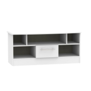 QDStores  Colby TV Unit Grey 5 Shelves 1 Drawer
