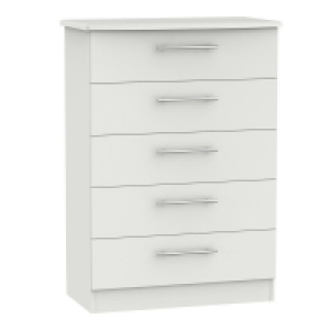 QDStores  Colby Tall Chest of Drawers Light Grey 5 Drawers