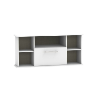 QDStores  Colby Corner TV Unit Grey 5 Shelves 1 Drawer