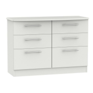 QDStores  Colby Large Chest of Drawers Light Grey 6 Drawers