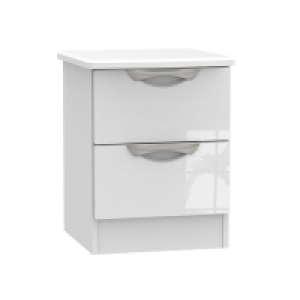 QDStores  Weybourne Slim Bedside Table White 2 Drawers