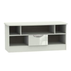 QDStores  Weybourne TV Unit Off-white 5 Shelves 1 Drawer