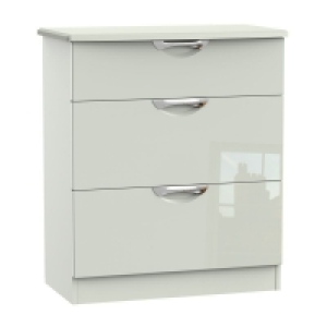 QDStores  Weybourne Chest of Drawers Off-white 3 Drawers - 88.5cm