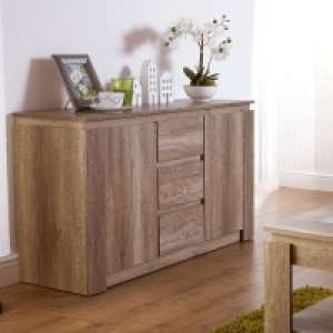 QDStores  Canyon Large Sideboard Natural 2 Doors 4 Shelves 3 Drawers
