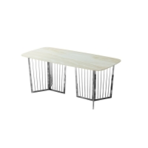 QDStores  Merrion Dining Table Stanless Steel Marble & Silver