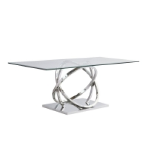 QDStores  Shimmer Dining Table Metal & Glass Mirrored