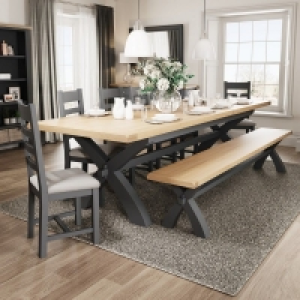 QDStores  Lighthouse Extending Dining table Oak Dark Grey 180cm