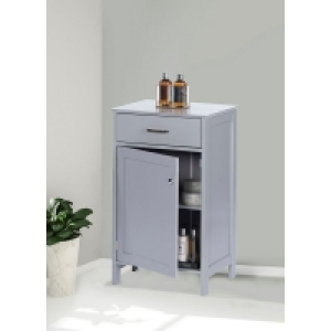 QDStores  Versatile Cupboard Grey 1 Door 2 Shelves 1 Drawer