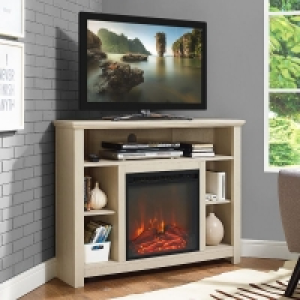 QDStores  Faux Fire Corner TV Unit Beige 5 Shelves