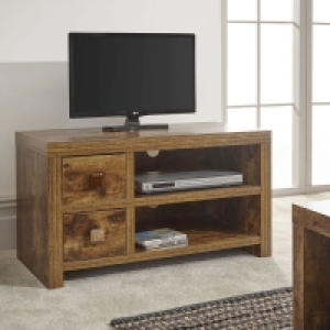 QDStores  Jakarta TV Unit Brown 2 Shelves 2 Drawers
