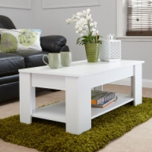 QDStores  Harper Extending Coffee Table White 1 Shelf 105cm