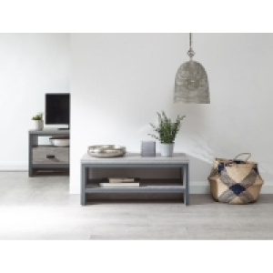 QDStores  Boston Coffee Table Metal & Wood Grey 1 Shelf