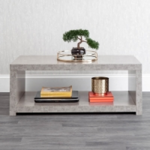 QDStores  Bloc Coffee Table Melamine Light Grey 1 Shelf