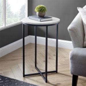 Deco Circular Side Table Black & White £20.99