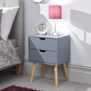 QDStores  Nyborg Bedside Table Dark Grey 2 Drawers