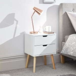 QDStores  Nyborg Bedside Table White 2 Drawers