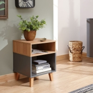 QDStores  Modena Side Table Grey 2 Shelves