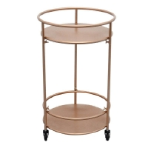 QDStores  Deco Circular Bar Cart Metal & Glass Rose Gold 1 Shelf