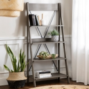 Ladder Tall Bookcase Grey 4 Shelves £41.99