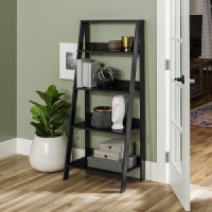 Ladder Tall Bookcase Black 4 Shelves £28.99