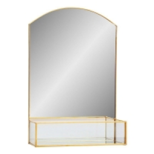QDStores  Deco Mirror Metal Gold 34cm