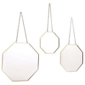 QDStores  3 Deco Wall Mirrors Aluminium Gold 27cm