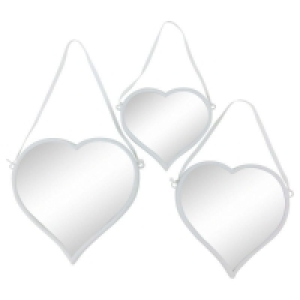 QDStores  3 Contemporary Wall Mirrors Plastic White 30.5cm