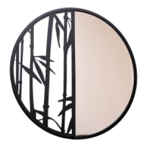 QDStores  Bamboo Wall Mirror Metal Black 40cm