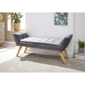 QDStores  Milan Window Seat Wood & Fabric Grey