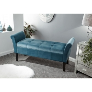 QDStores  Osborne Bench Wood & Fabric Blue