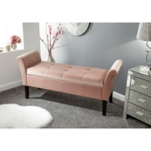 QDStores  Osborne Bench Wood & Fabric Pink