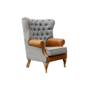 QDStores  Oxbridge Button Armchair Oak Grey