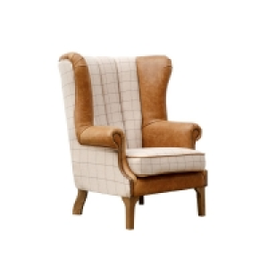 QDStores  Oxbridge Wing Armchair Oak Faux Leather Armrests Natural