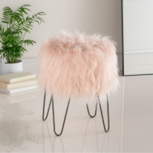 QDStores  Hamilton McBride Blush Fur Footstool
