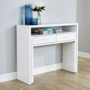 QDStores  Regis Extending Console Table White 2 Drawers 98.5cm