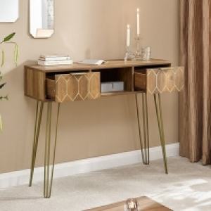 QDStores  Orleans Console Table Natural 1 Shelf 2 Drawers