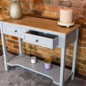 QDStores  Wensum Loxley 2 Drawer Console Table Grey