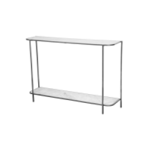 QDStores  Oslo Console Table Metal White & Silver 1 Shelf